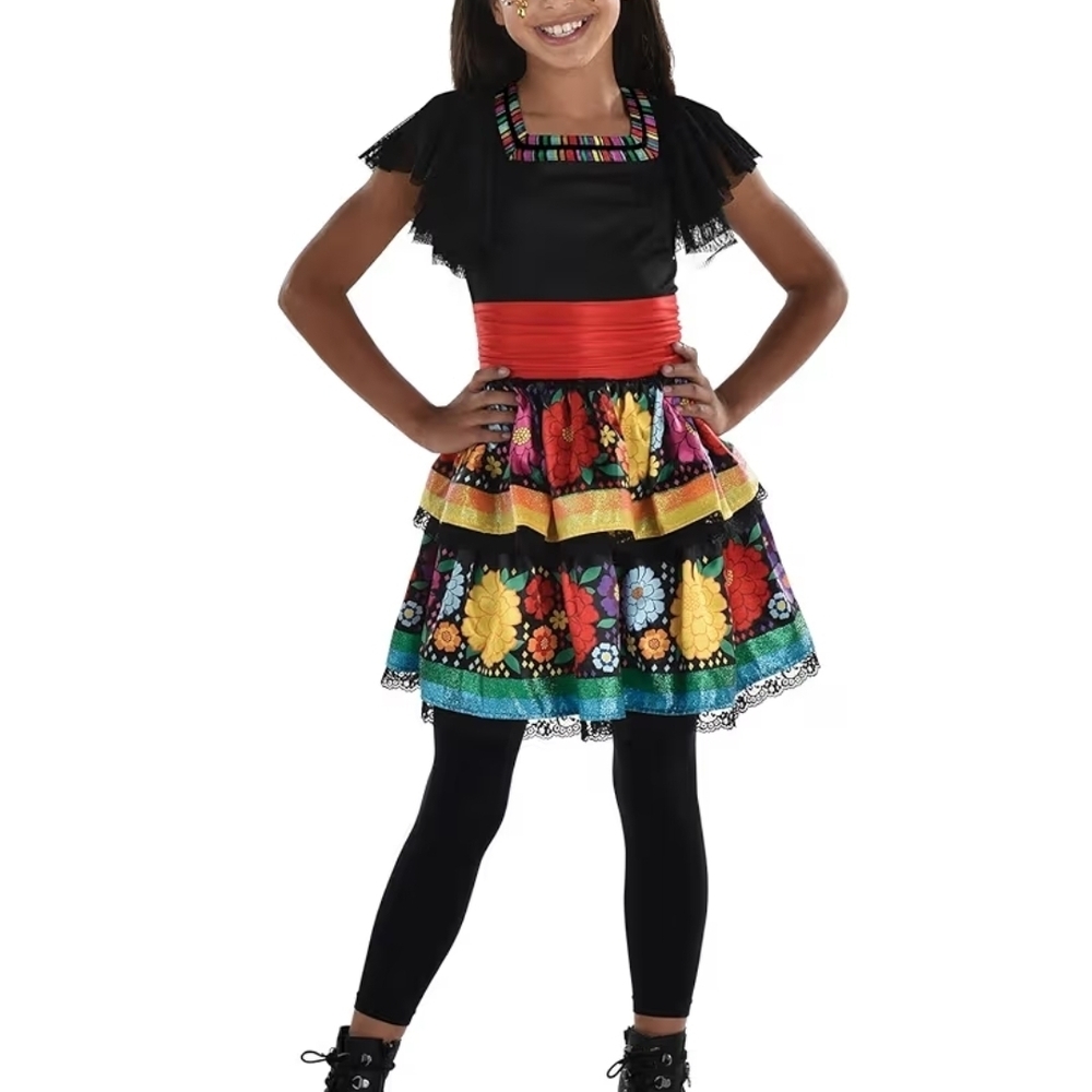 Girl's Day Of The Dead/Dia de Los Muertos Halloween Costume - Large (12-14) - Picture 2 of 5